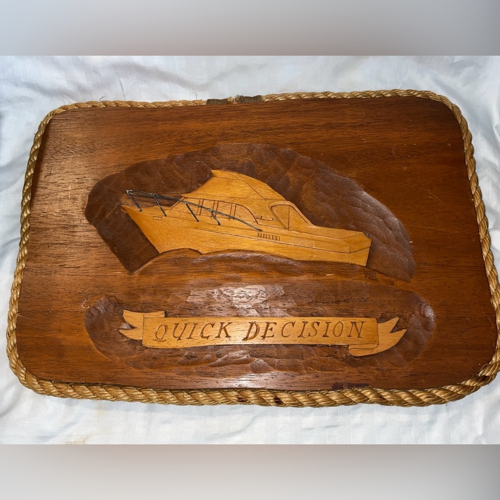 Nautical Boating Wood Wall Sculpture Rope Edging